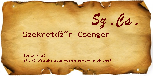 Szekretár Csenger névjegykártya